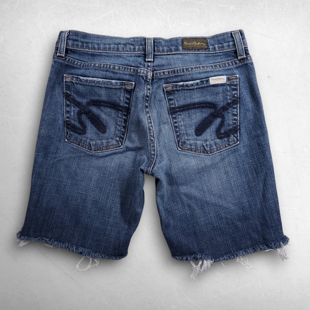 VTG Y2K David Kahn Nikki Cutoff Bermuda Shorts Women 27 Blue Indie Sleaze Boho - Picture 2 of 10